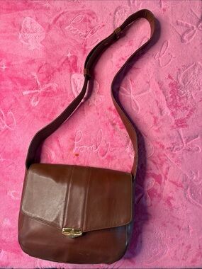 Mark Cross Chocolate Brown Soft Leather Shoulder/Crossbody Bag — Gold Hardware